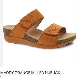Dansko Maddy Milled Nubuck Slide Sandal in Orange